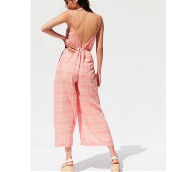 Urban Outfitters Wide Leg Gauze Jumpsuit Plaid - Picture 2 of 6